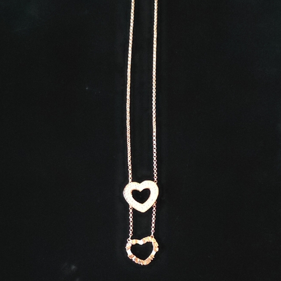 Swarovski Gold Heart Necklace with Silver Accents - Picture 3 of 7
